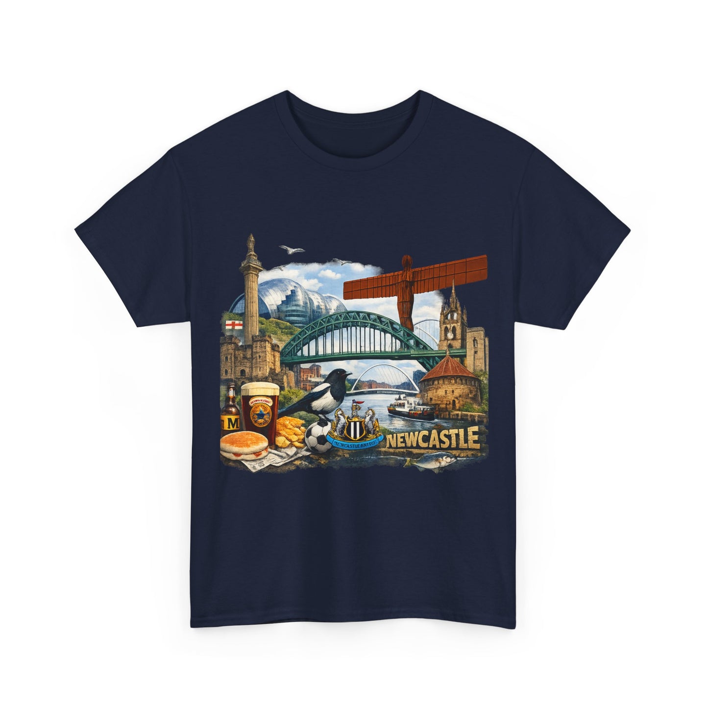 Newcastle Upon Tyne Landmark Tee — Vintage Cityscape T-Shirt