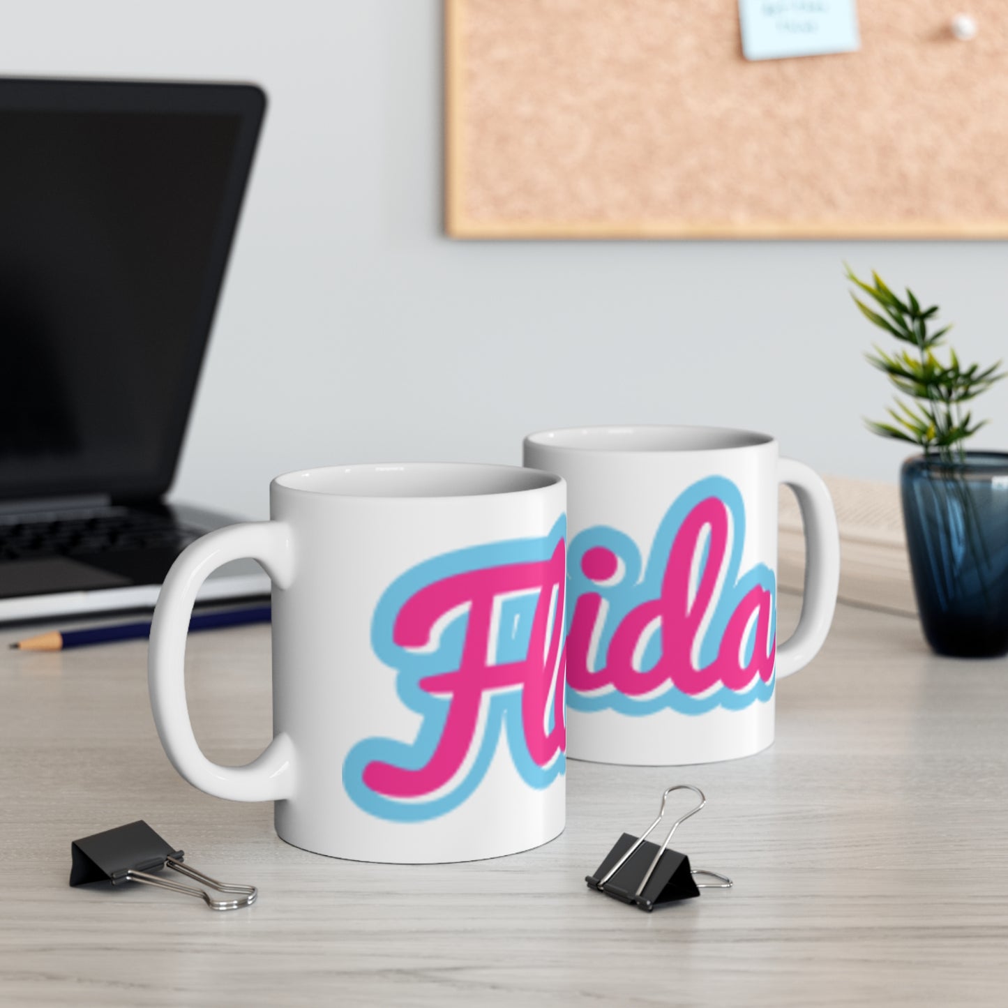 Florida Retro Script Ceramic Coffee Mug – Pink & Blue 11oz/15oz