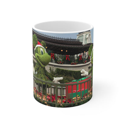 Christmas Topiary Mickey Ceramic Coffee Mug — Holiday Disney Park Souvenir (11oz/15oz)