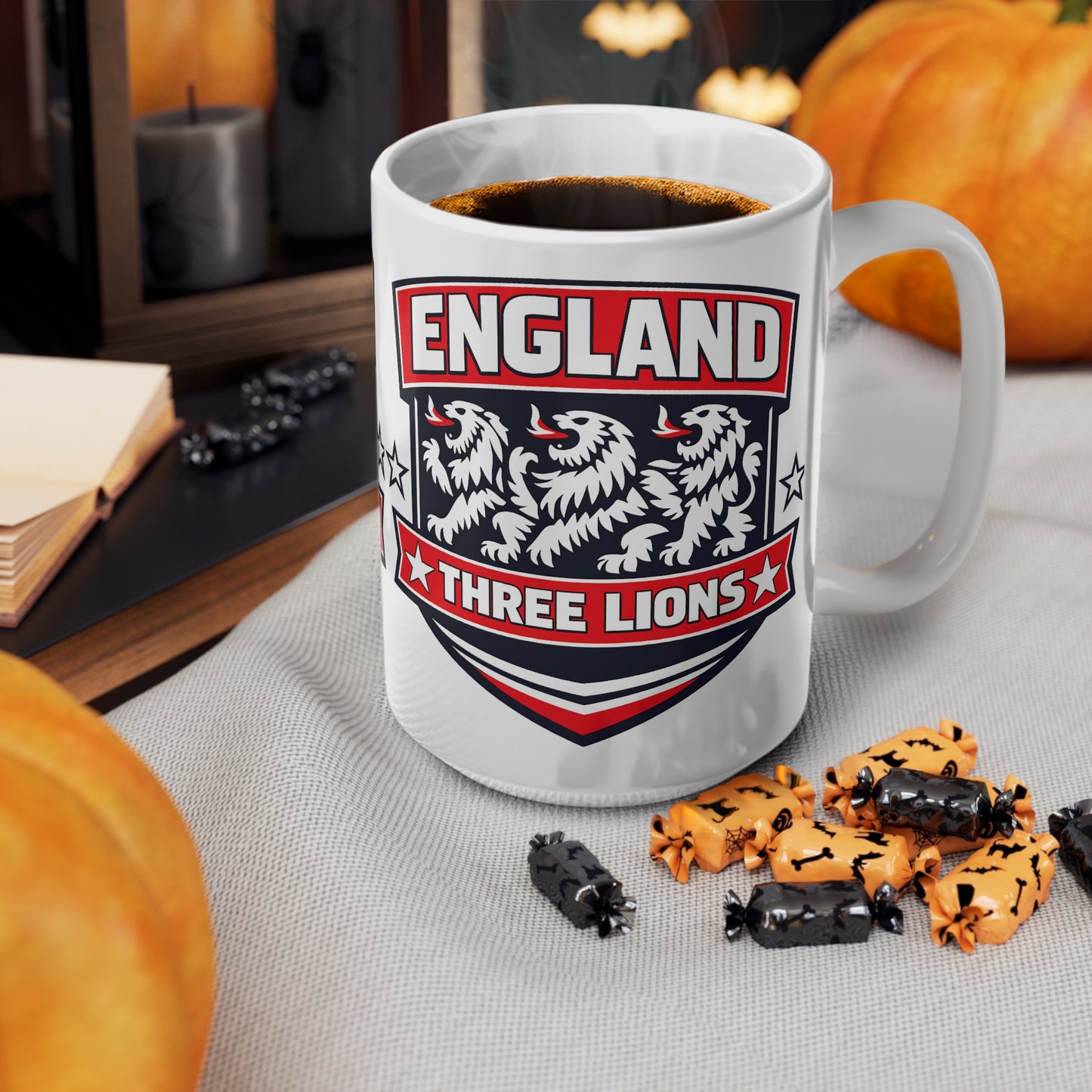 England Three Lions Ceramic Coffee Mug — 11oz & 15oz Football Fan Mug