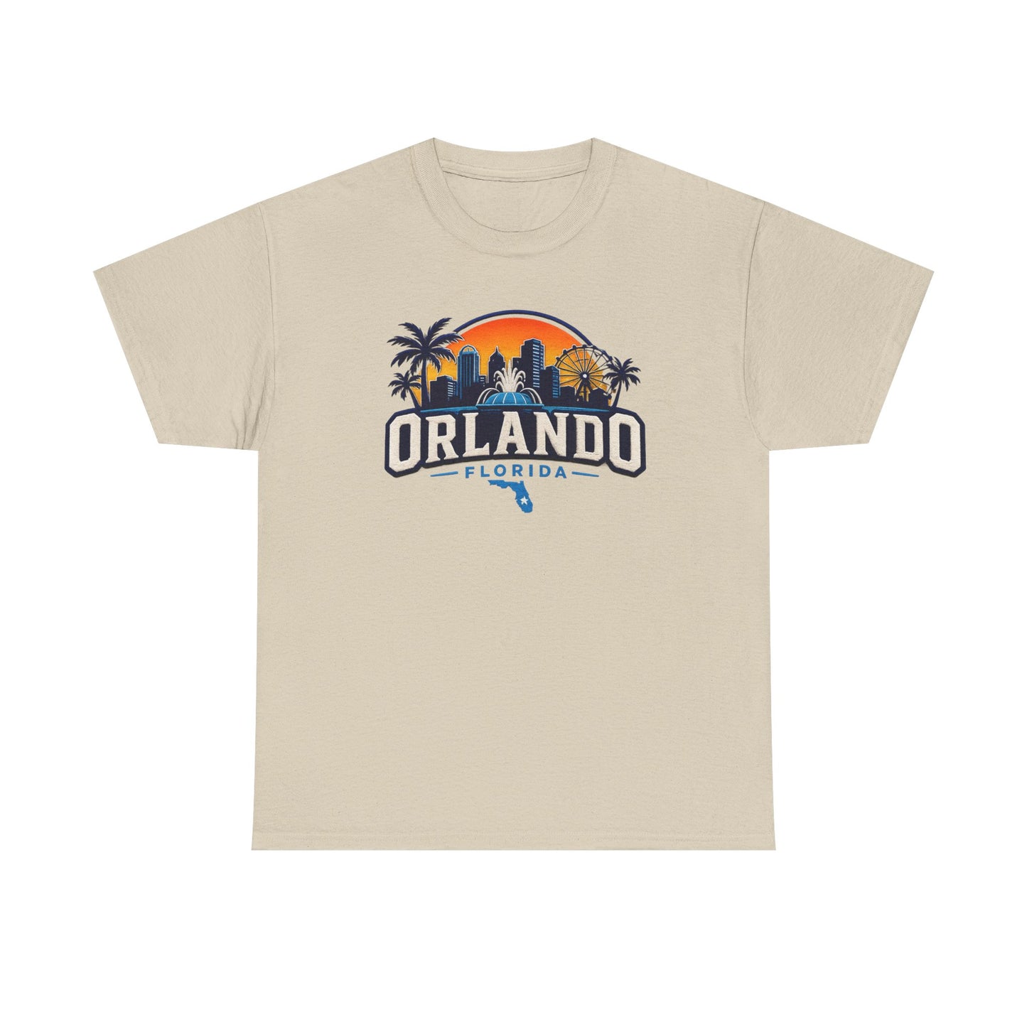 Orlando Florida Sunset T-Shirt — Retro Skyline & Palm Tree Vacation Tee