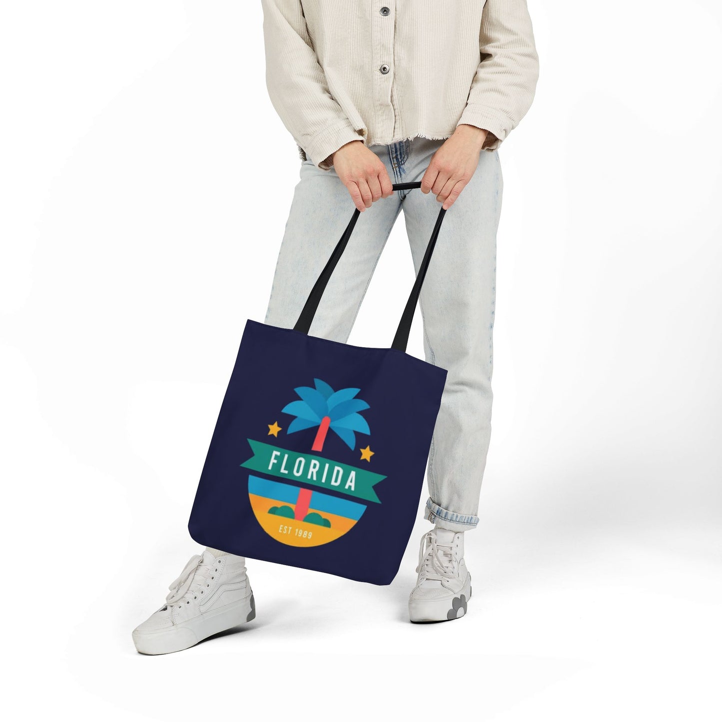 Florida Palm Beach Canvas Tote Bag — Retro Sunshine Travel Tote