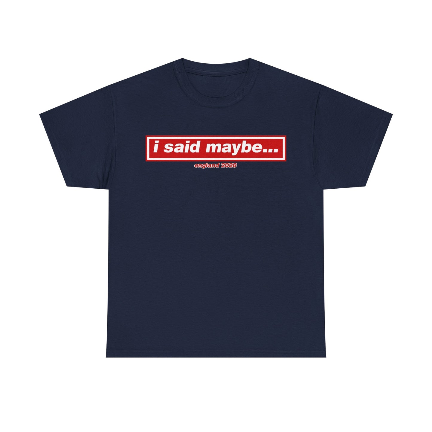 I Said Maybe Tee — Minimalist Red Logo Graphic T‑Shirt