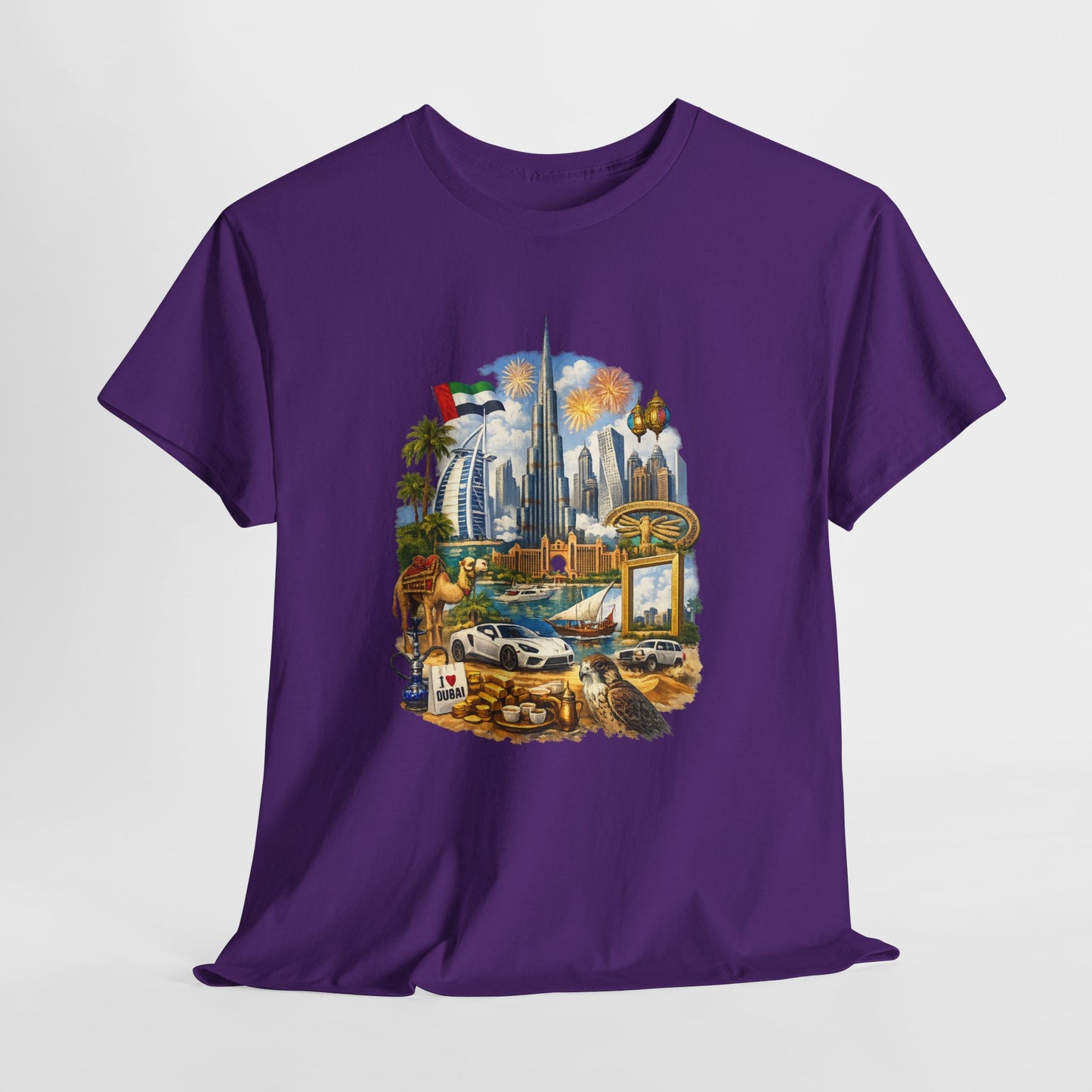 Dubai Skyline Beach Vacation T-Shirt – Retro Travel Collage Tee