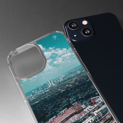 Tampa Bay Raymond James Stadium Clear Phone Case — Aerial City Stadium Design