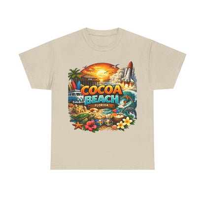 Cocoa Beach Florida Sunset Surf T-Shirt — Retro Beach Vacation Graphic Tee