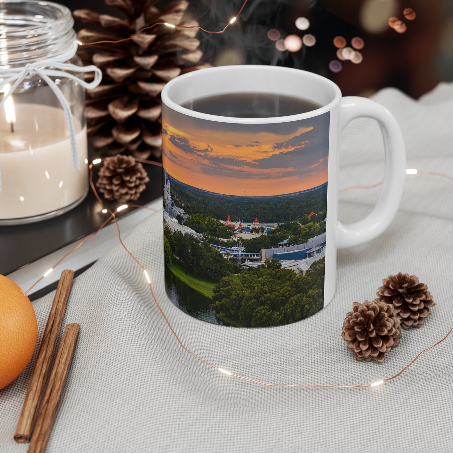 Magic Kingdom Castle Sunset Coffee Mug — Scenic Theme Park Skyline Ceramic Mug (11oz & 15oz)