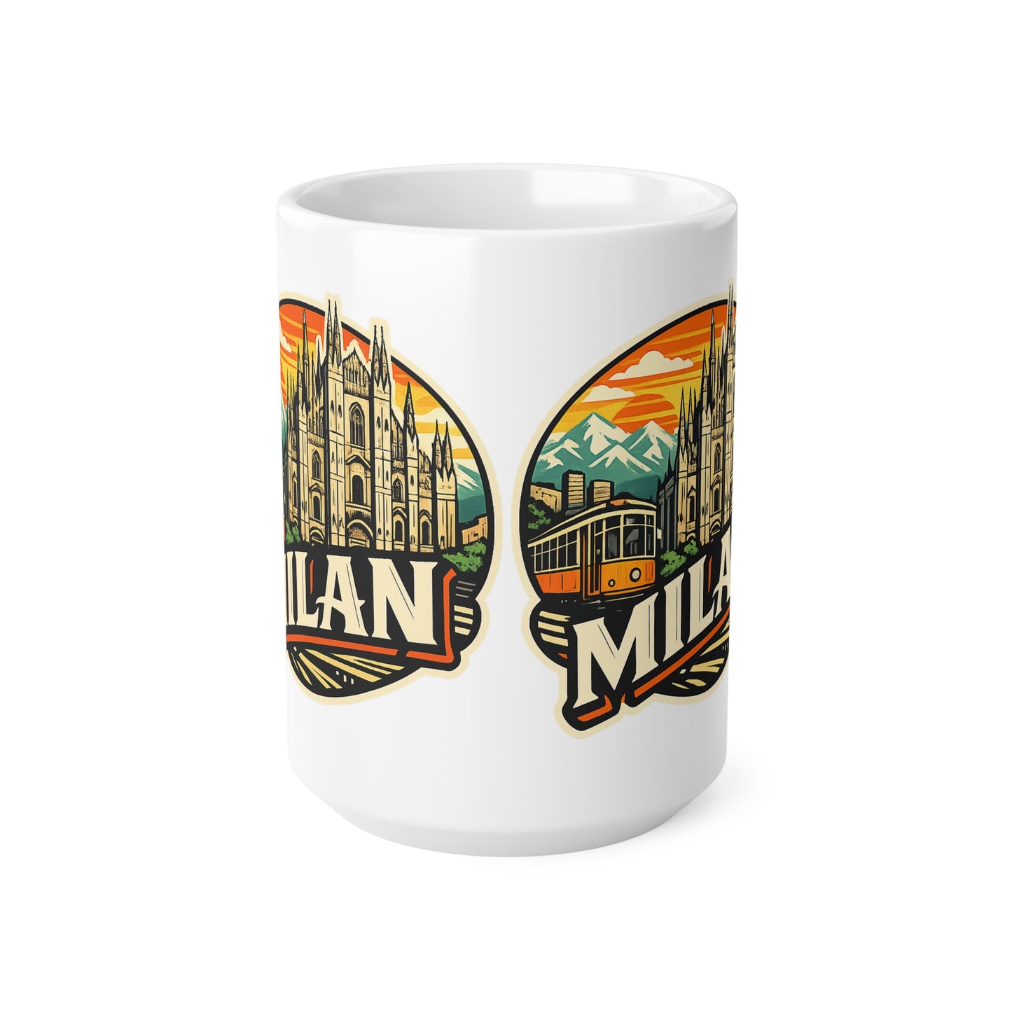 Milan Italy Travel Mug – Vintage Cityscape Ceramic Coffee Cup (11oz & 15oz)