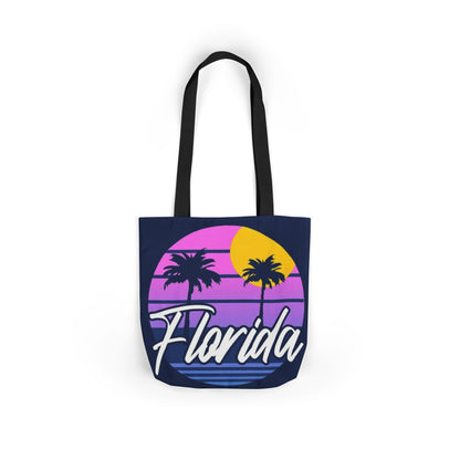 Florida Sunset Palm Tote Bag — Retro Beach Canvas Tote