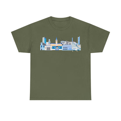 Manchester City Skyline Tee — Minimal Blue Urban Landscape T‑Shirt