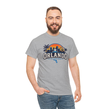 Orlando Florida Sunset T-Shirt — Retro Skyline & Palm Tree Vacation Tee