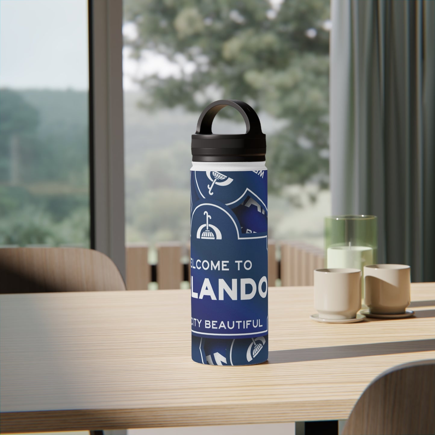 Orlando Stainless Steel Water Bottle — "Welcome to Orlando" Travel Bottle with Handle Lid