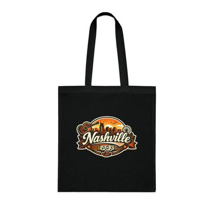 Nashville Retro Badge Tote Bag — Music City Souvenir Cotton Tote