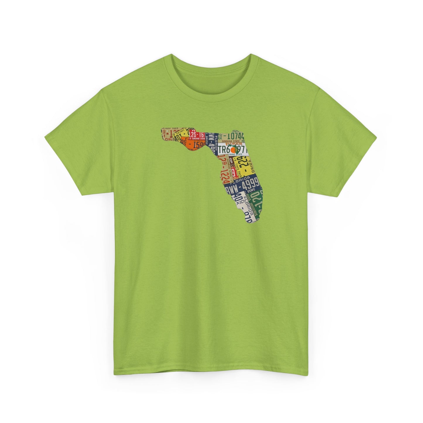 Florida License Plate Map T-Shirt — Vintage State Silhouette Tee
