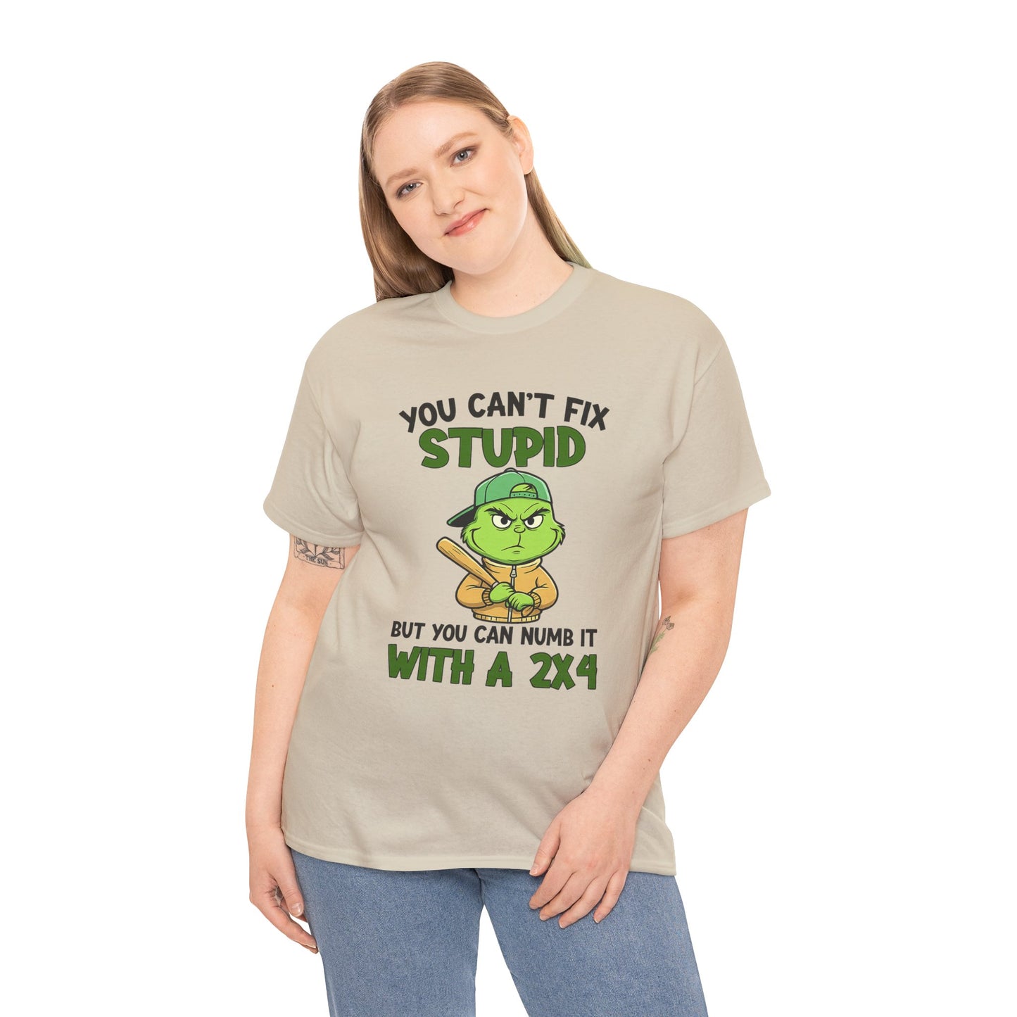 Funny Carpenter T‑Shirt — "You Can't Fix Stupid But You Can Numb It With a 2x4"