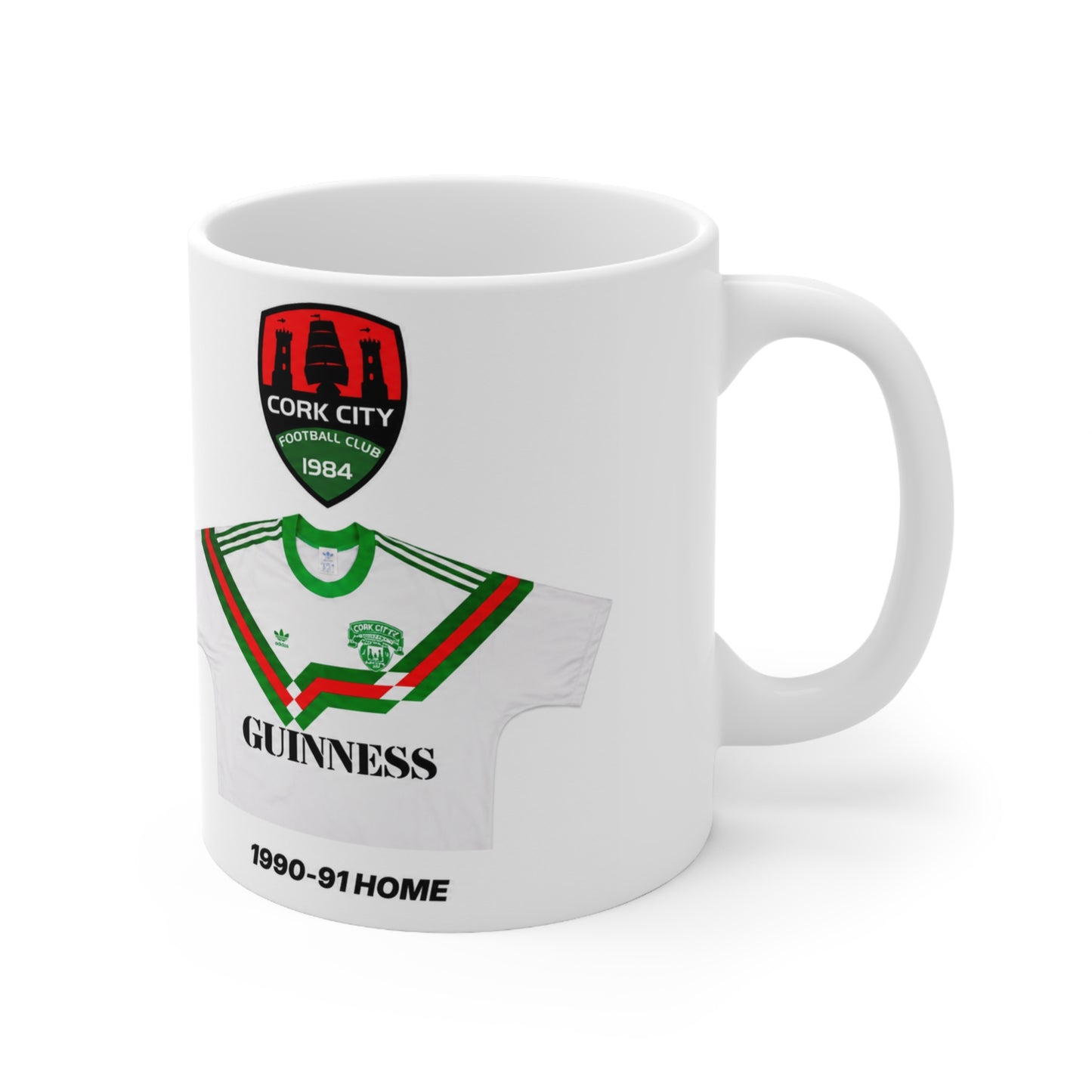 Cork City 1990-91 Home Jersey Mug — Guinness Ceramic Coffee Cup (11oz, 15oz)