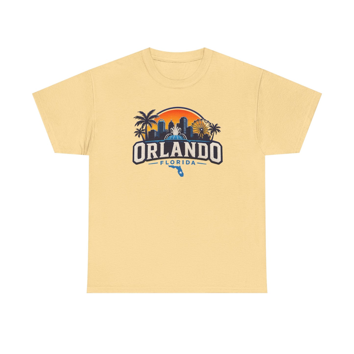 Orlando Florida Sunset T-Shirt — Retro Skyline & Palm Tree Vacation Tee
