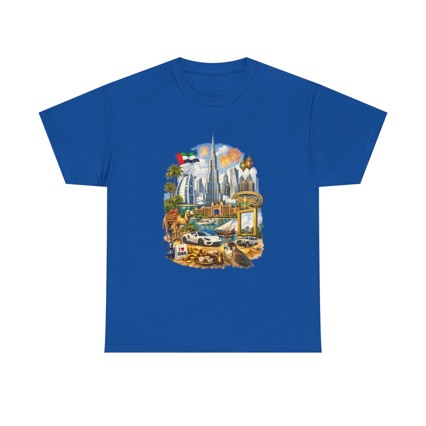 Dubai Skyline Beach Vacation T-Shirt – Retro Travel Collage Tee