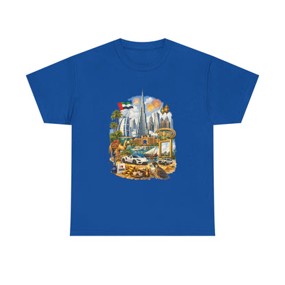 Dubai Skyline Beach Vacation T-Shirt – Retro Travel Collage Tee