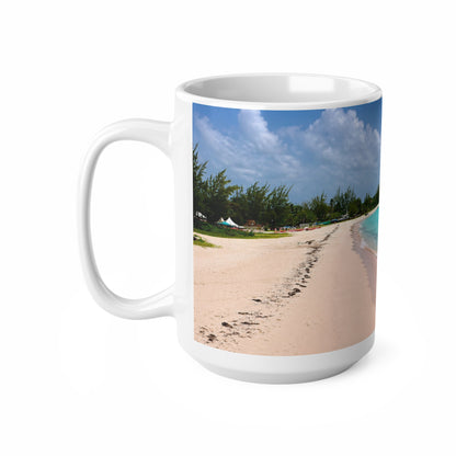 Barbados Beach Scene Coffee Mug — Tropical Pink Sand & Turquoise Water Ceramic Cup (11oz/15oz)