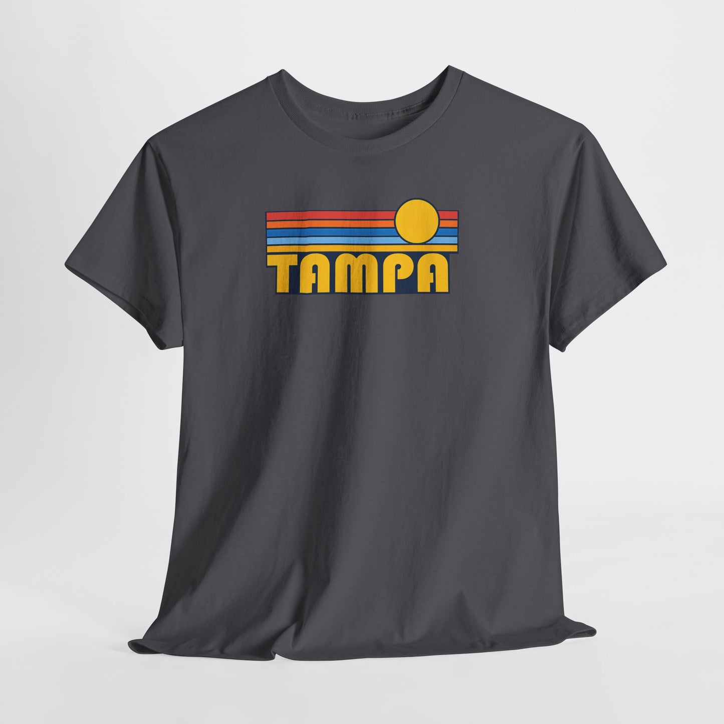 Tampa Retro Sunset T-Shirt — Vintage 70s Striped Beach Tee