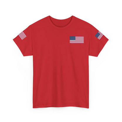 Team USA Flag T‑Shirt — Patriotic Navy Tee with Back Shield Logo