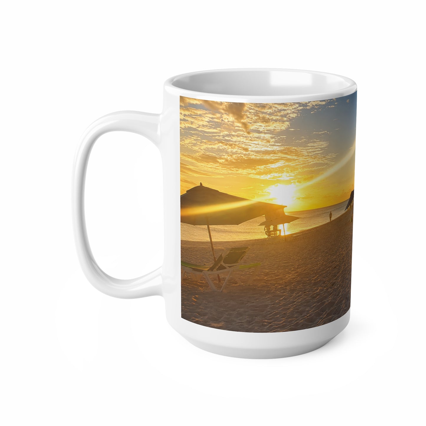 Barbados Beach Sunrise Coffee Mug — Tropical Palm Sunset Ceramic Mug (11oz & 15oz)