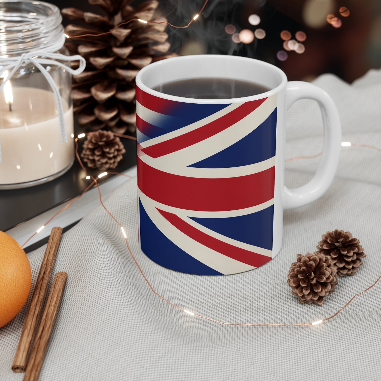 USA / UK British Flag Ceramic Coffee Mug — USA & UK Union Double-Sided 11oz/15oz