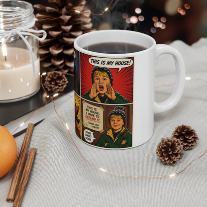 Home Alone Comic Strip Ceramic Coffee Mug — Vintage Pop Art Horror Panels (11oz & 15oz)