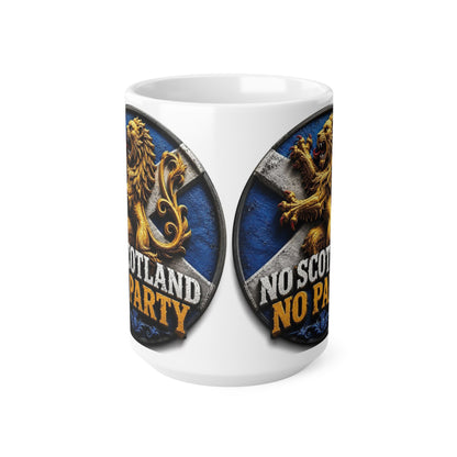 No Scotland No Party Ceramic Coffee Mug — Scottish Lion Crest 11oz & 15oz