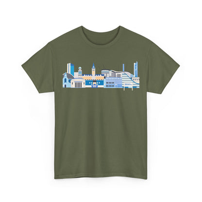 Manchester City Skyline Tee — Minimal Blue Urban Landscape T‑Shirt