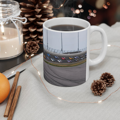 Daytona Raceway Photo Mug — Presidential Motorcade & NASCAR Racing Ceramic Coffee Cup (11oz, 15oz)