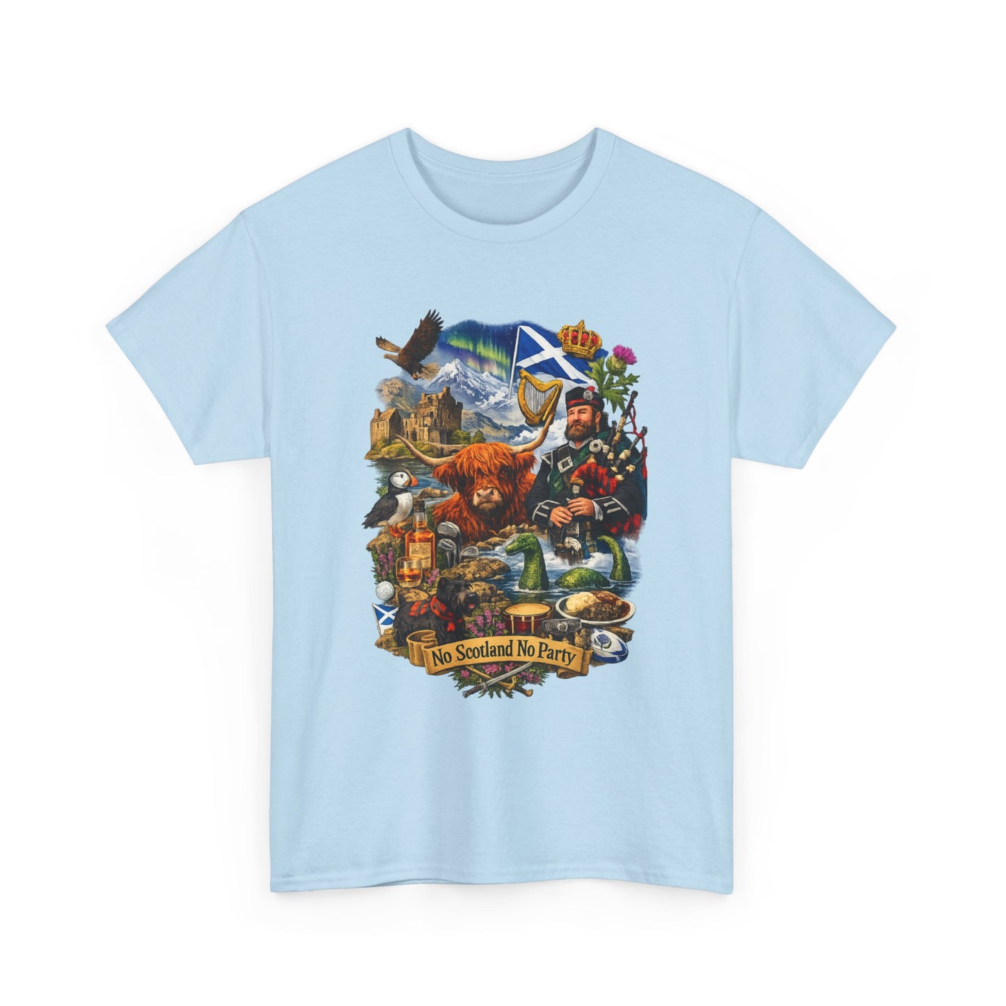 Scotland Collage T-Shirt — "No Scotland No Party" Scottish Heritage Tee