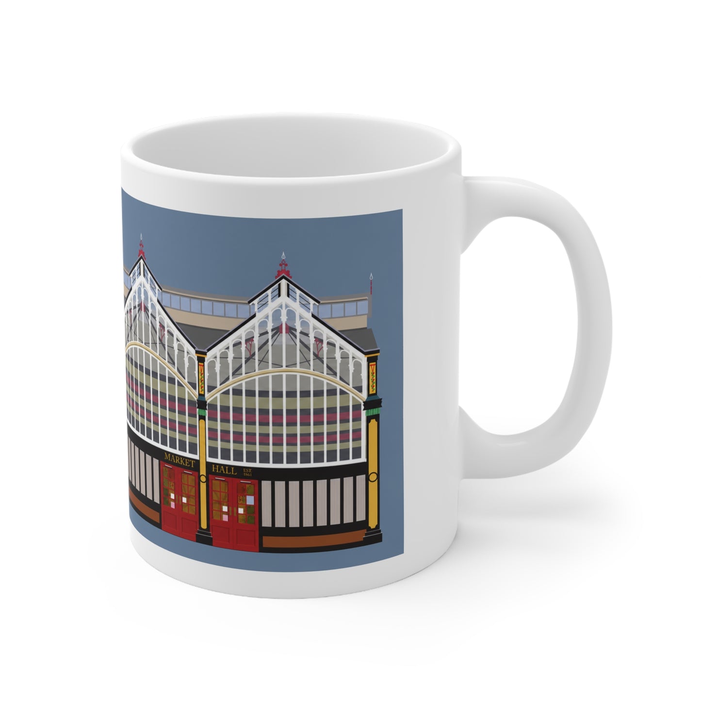 Stockport Market Hall Landmark Mug — Ceramic Coffee Cup 11oz/15oz