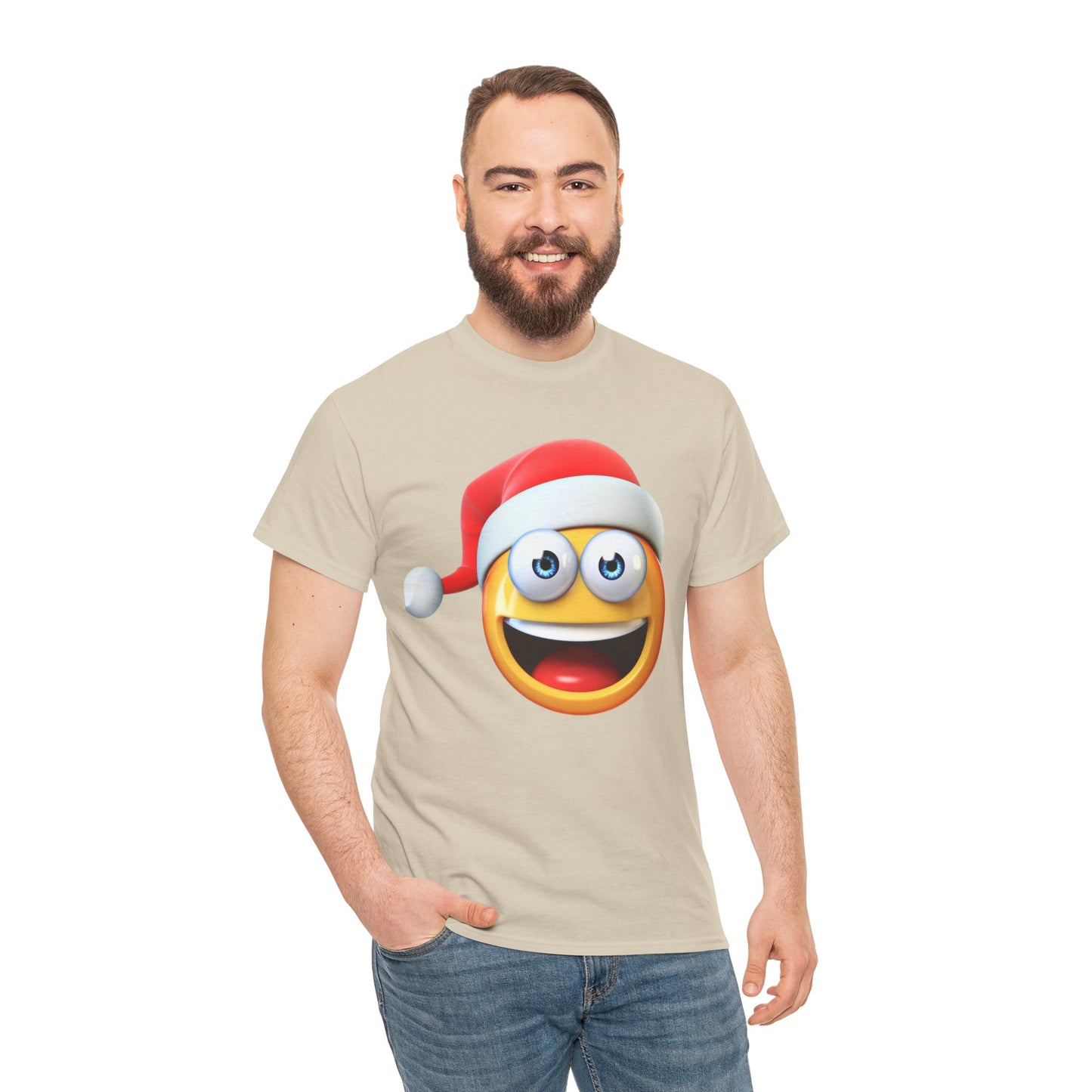 Christmas Emoji T-Shirt — Santa Hat Smiley Holiday Tee