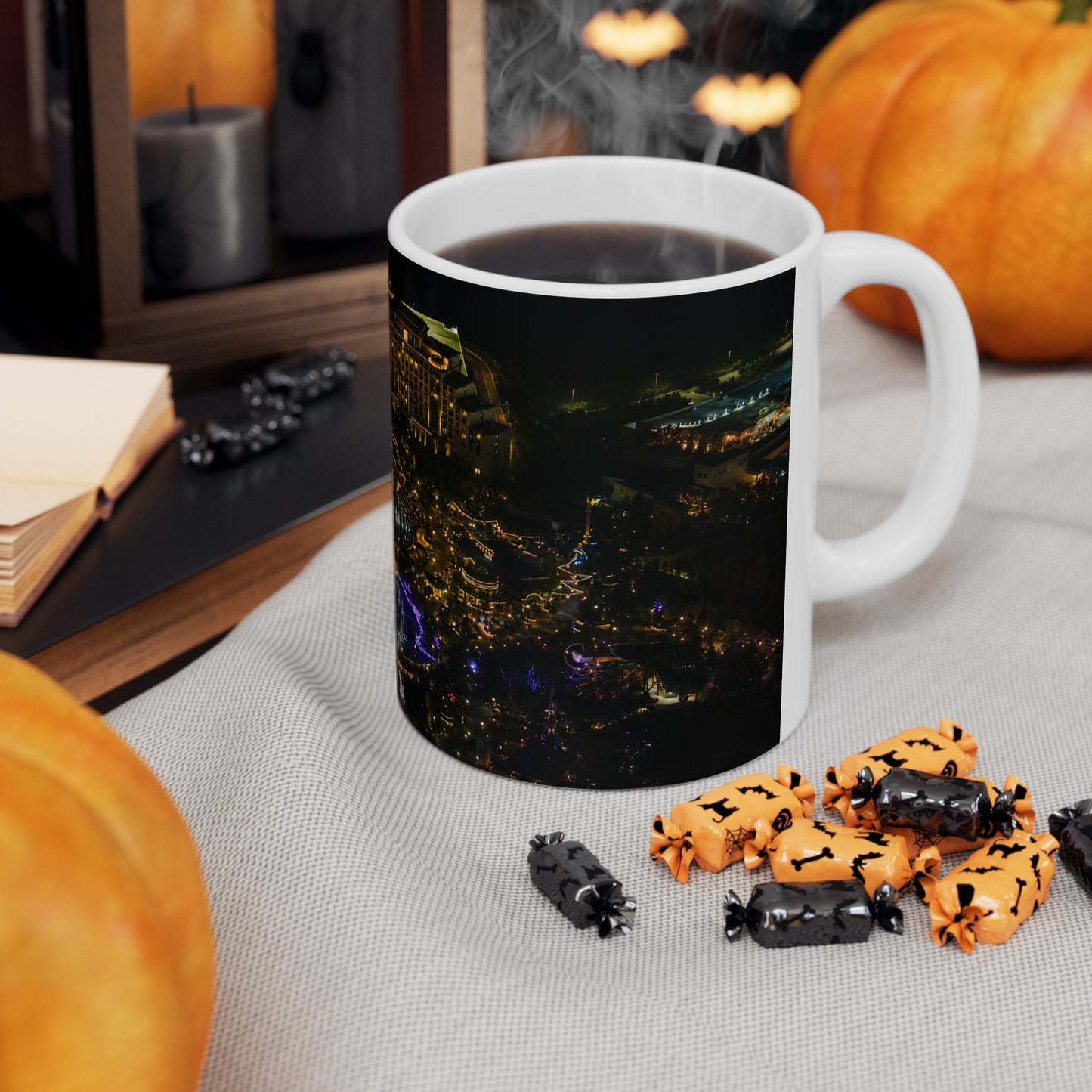 Epic Universe Nightscape Ceramic Coffee Mug — Neon Skyline 11oz & 15oz