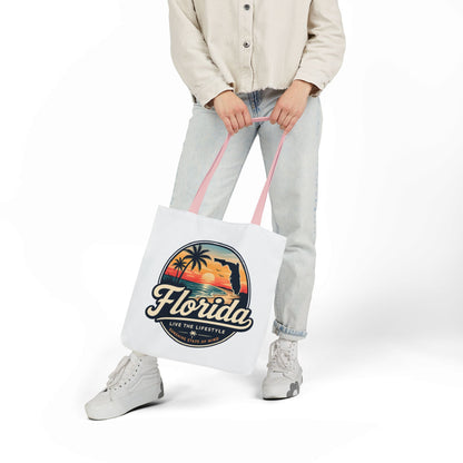 Florida Sunset Canvas Tote Bag — Retro Palm Beach Design