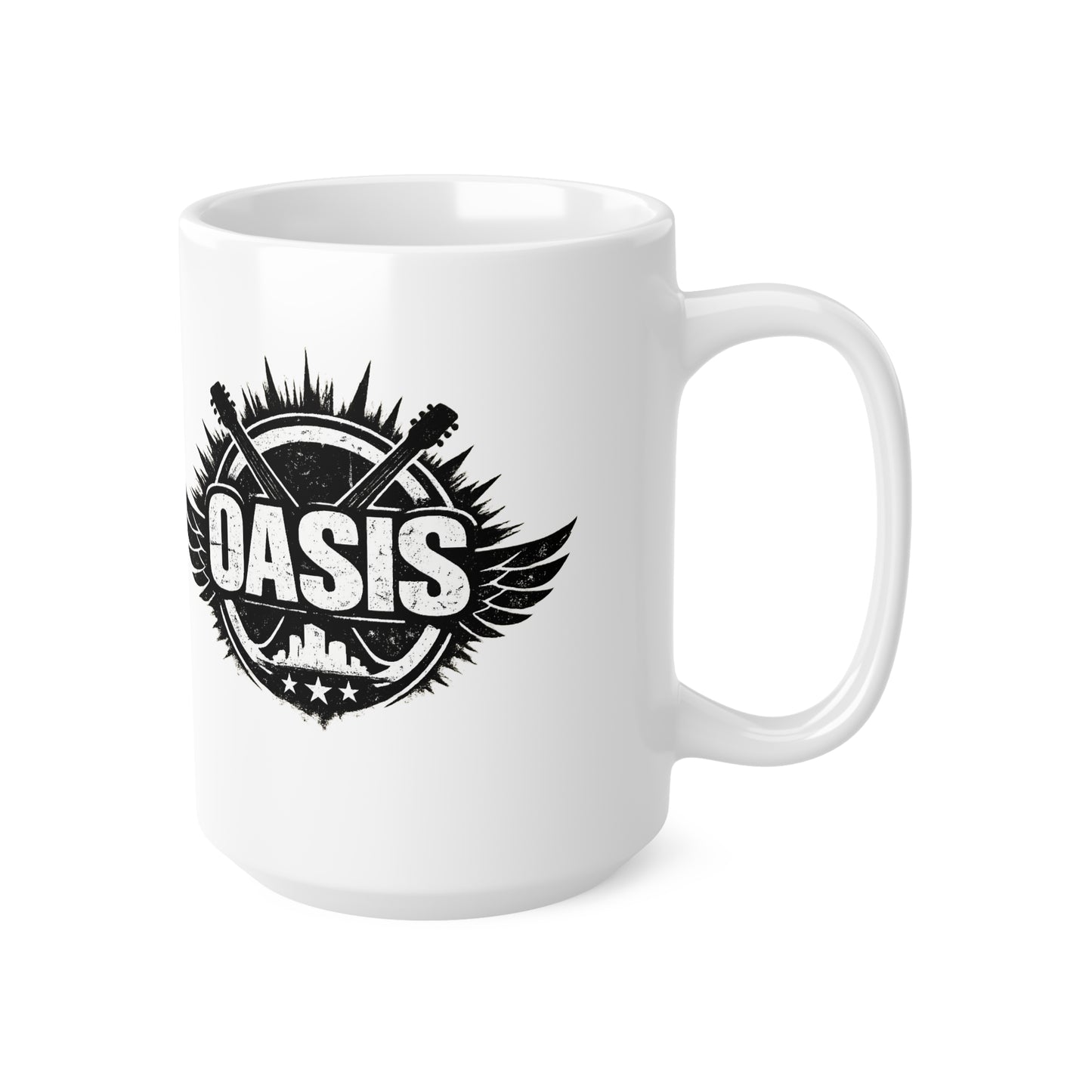 Oasis Crest Ceramic Mug — Rock Band Vintage Logo Coffee Cup (11oz & 15oz)