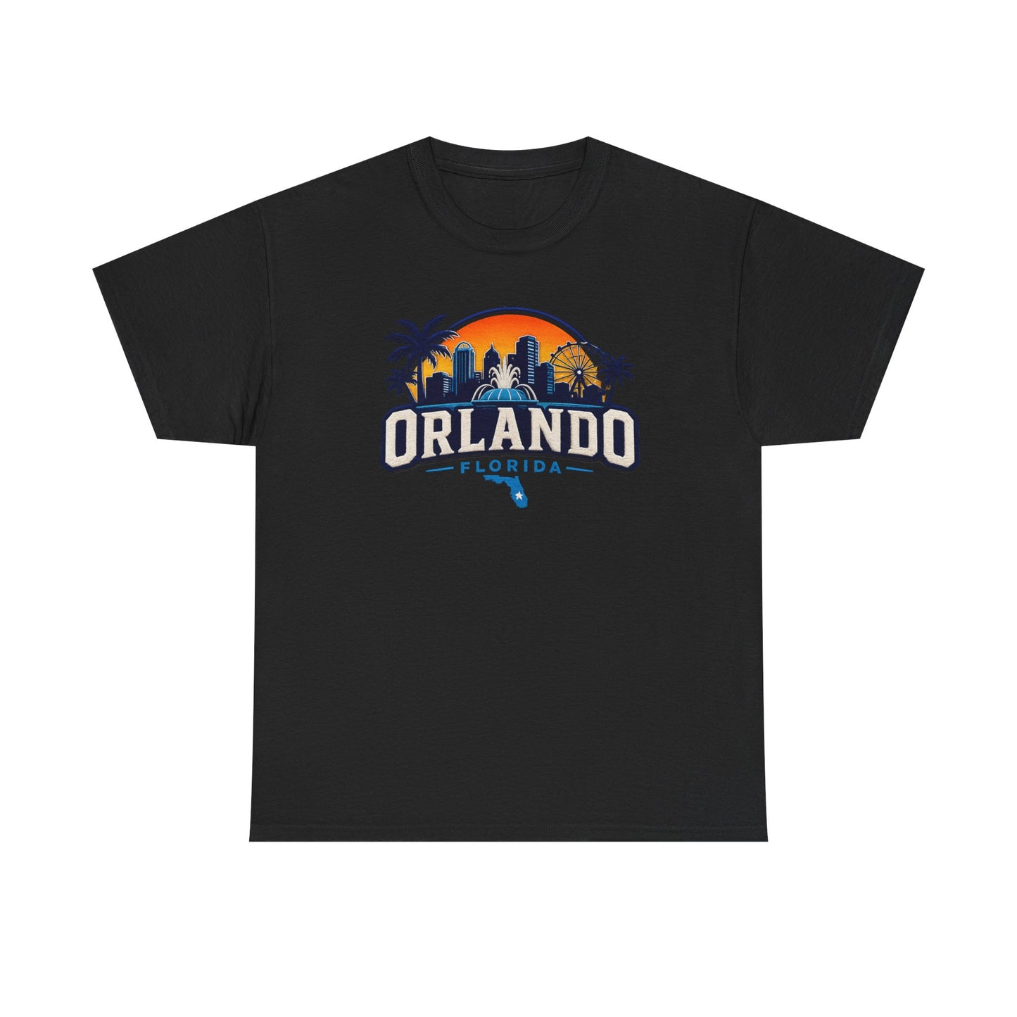 Orlando Florida Sunset T-Shirt — Retro Skyline & Palm Tree Vacation Tee
