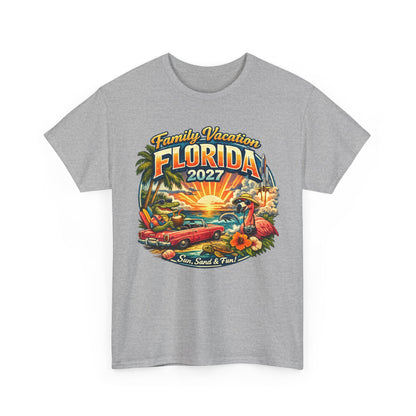 Florida Family Vacation 2027 T-Shirt — Retro Sunset Beach Design