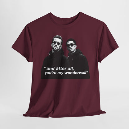 Kane and Bellingham Wonderwall Lyric T-Shirt — ‘and after all, you’re my wonderwall’ Retro Band Tee