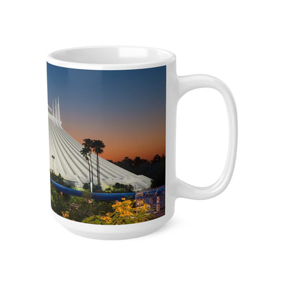 Space Mountain Sunset Ceramic Coffee Mug — Theme Park Photo Mug (11oz & 15oz)