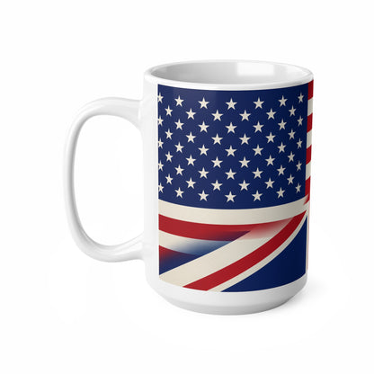 USA / UK British Flag Ceramic Coffee Mug — USA & UK Union Double-Sided 11oz/15oz