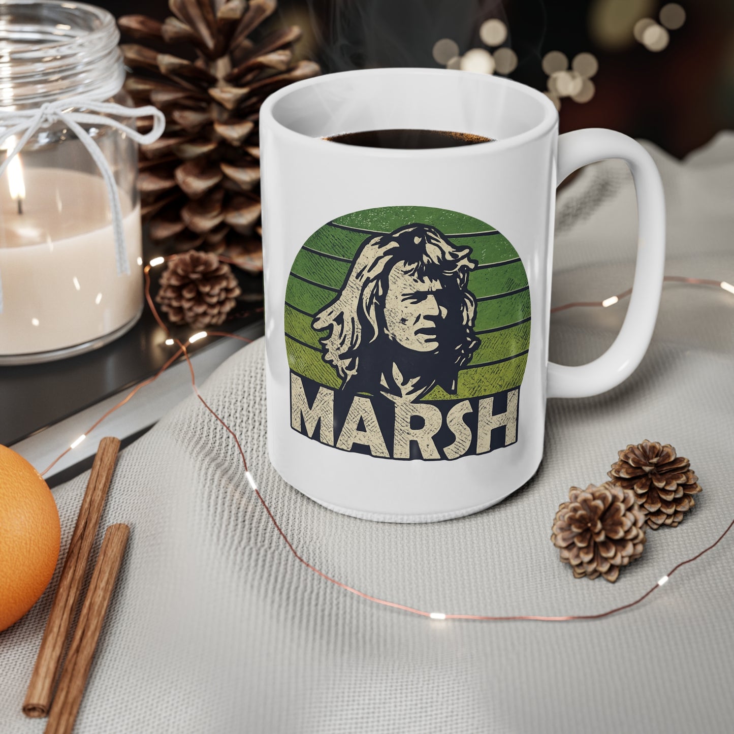 Rodney Marsh Vintage Portrait Mug — Retro Green Ceramic Coffee Cup (11oz & 15oz)