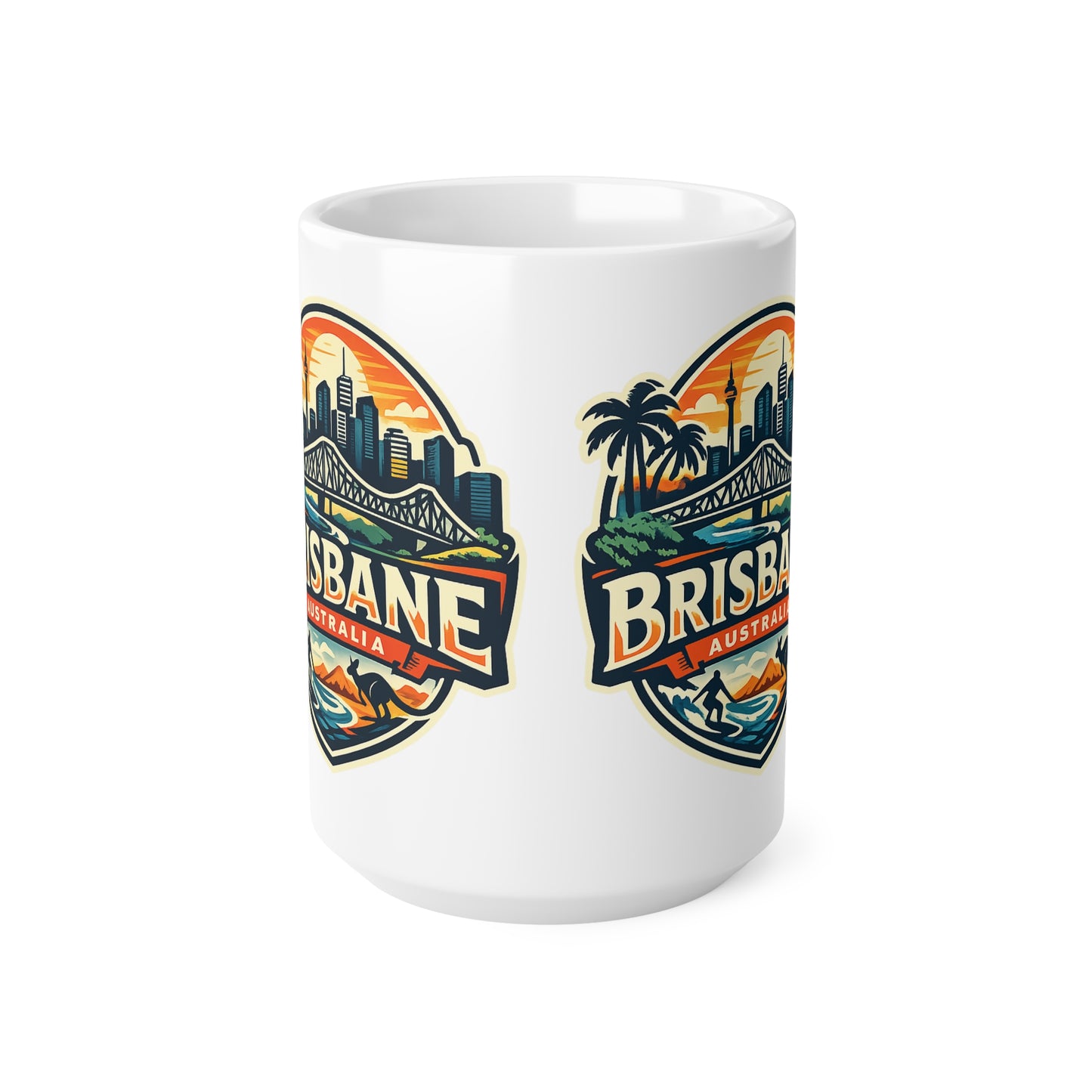 Brisbane Skyline Ceramic Mug — Australia City Souvenir Coffee Cup (11oz & 15oz)