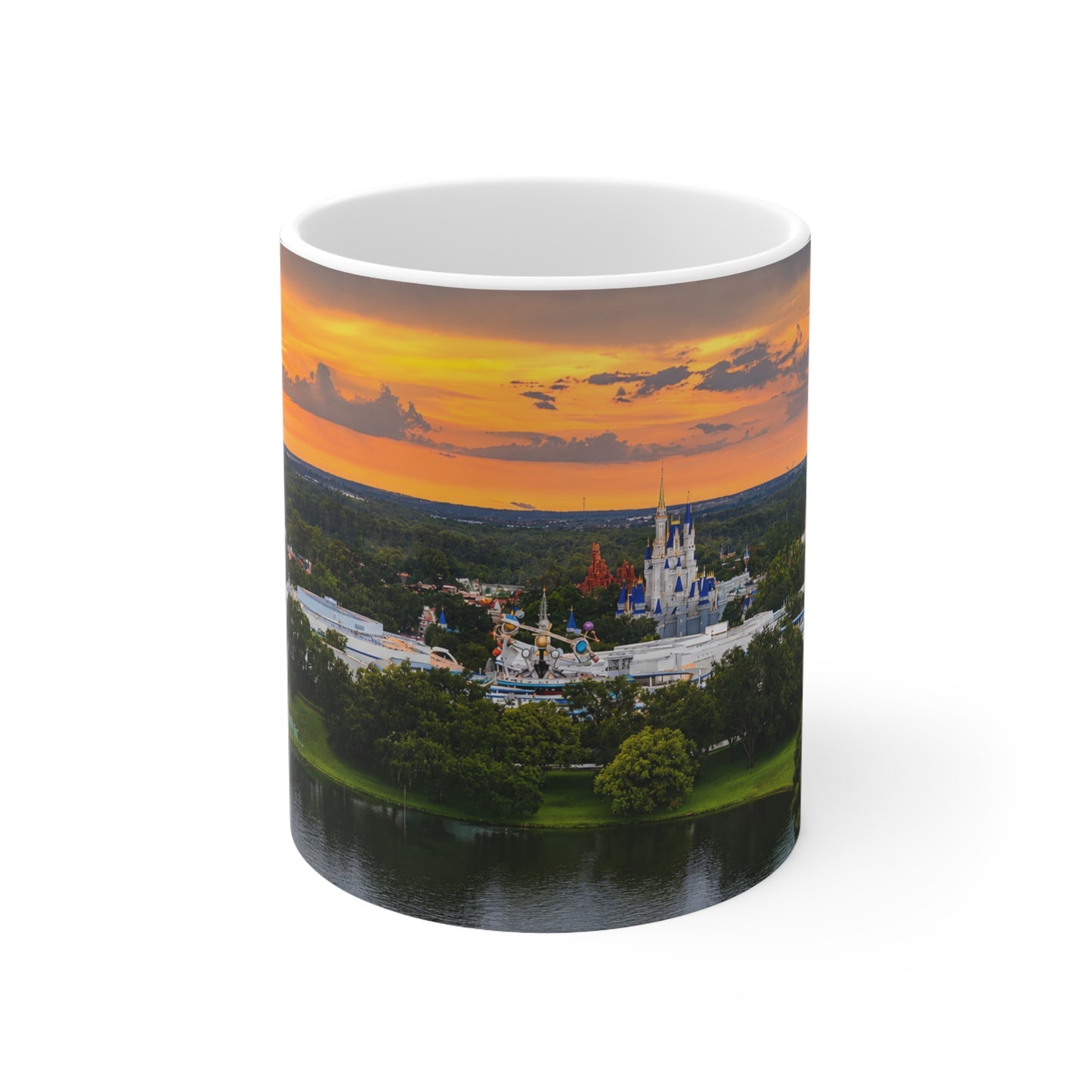 Magic Kingdom Castle Sunset Coffee Mug — Scenic Theme Park Skyline Ceramic Mug (11oz & 15oz)