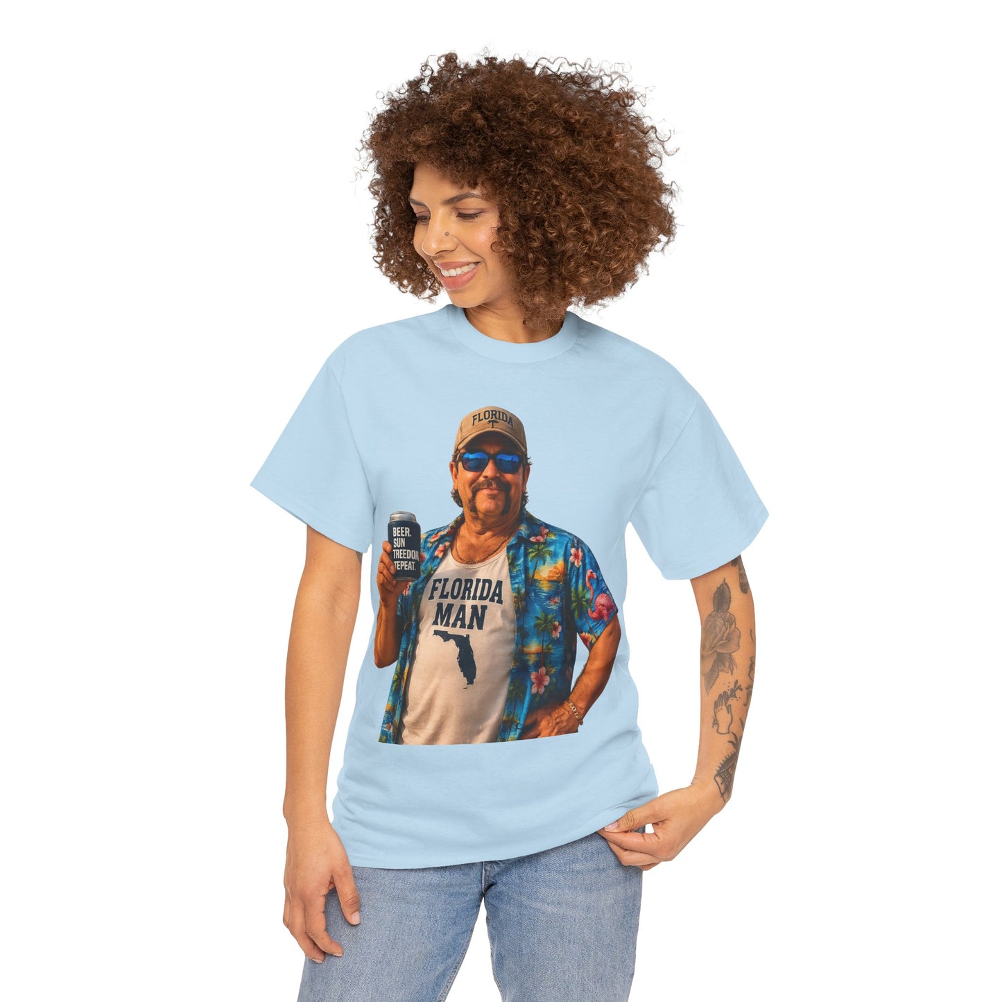Florida Man Graphic Tee — Funny Vacation Shirt with Hawaiian Shirt Design