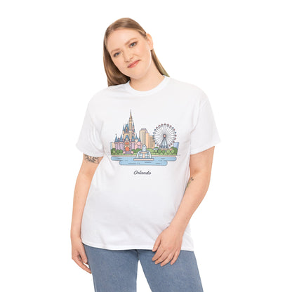 Orlando Skyline T-Shirt — Cute Cityscape Graphic Tee with 'Orlando' Text