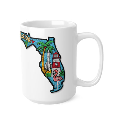 Florida State Map Coffee Mug – Retro Palm Trees, Lighthouse & Flamingo 11oz/15oz