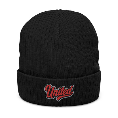 United Embroidered Ribbed Beanie — Cozy Knit Winter Hat